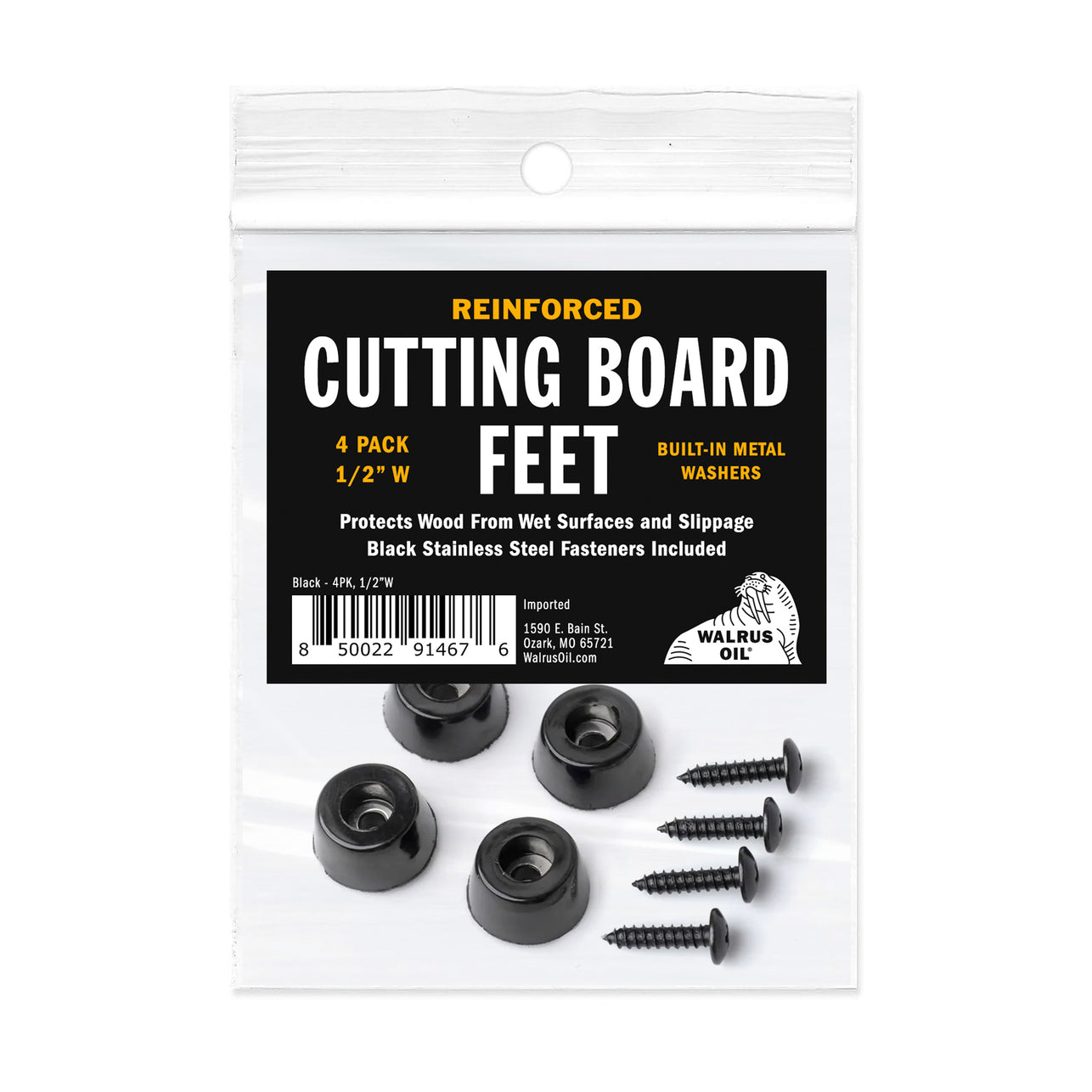 1/2" Cutting Board Feet, reinforced