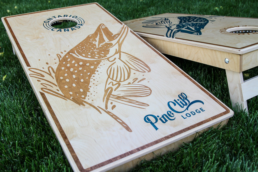customcorntoss really hooked fish co Custom Cornhole Boards black style Vintage 1940's Ocean City Size:5in